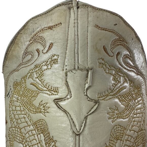 Denver Western Cowboy Boots Women Size 9 Embroidered Alligator Cream Pointed - Picture 13 of 15